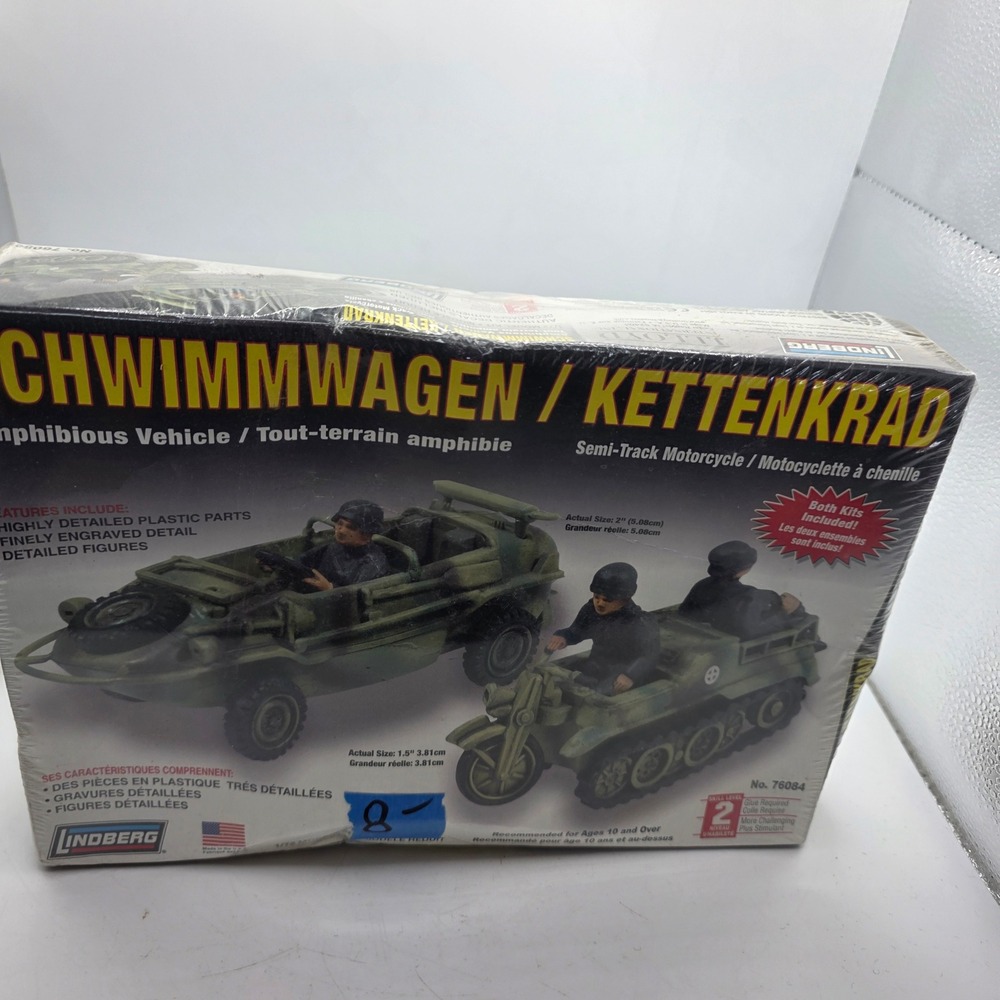 Lindberg 76084 Schwimmwagen Kettenkrad 1/72 Scale Military Model Kit NEW